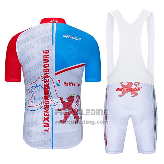 2020 Fietskleding Luxemburg Blauw Wit Rood Korte Mouwen en Koersbroek